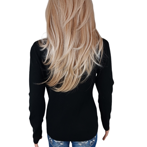 Black, Collared Pullover Sweater - Picture 4 of 6